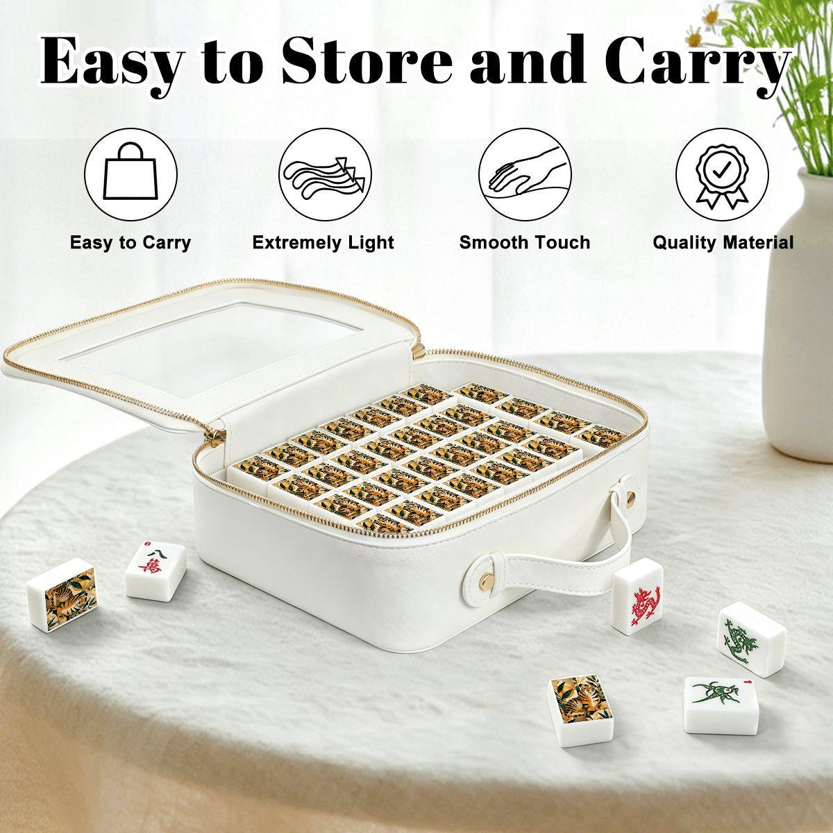 Tiger Mahjong Tiles Set | Acrylic 166-Piece American Game with Jokers, UV Printed