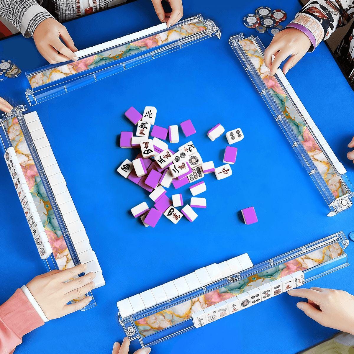 Marble Mahjong Tile Pusher Racks 4pcs