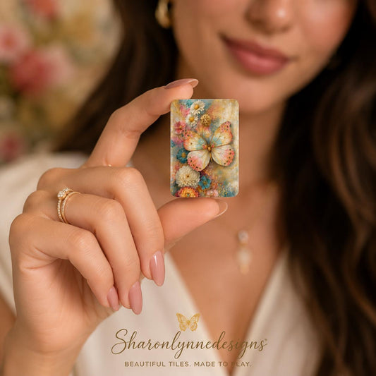 Butterfly Garden Mahjong Set | Acrylic Tiles, Floral Design, American Mahjong Game