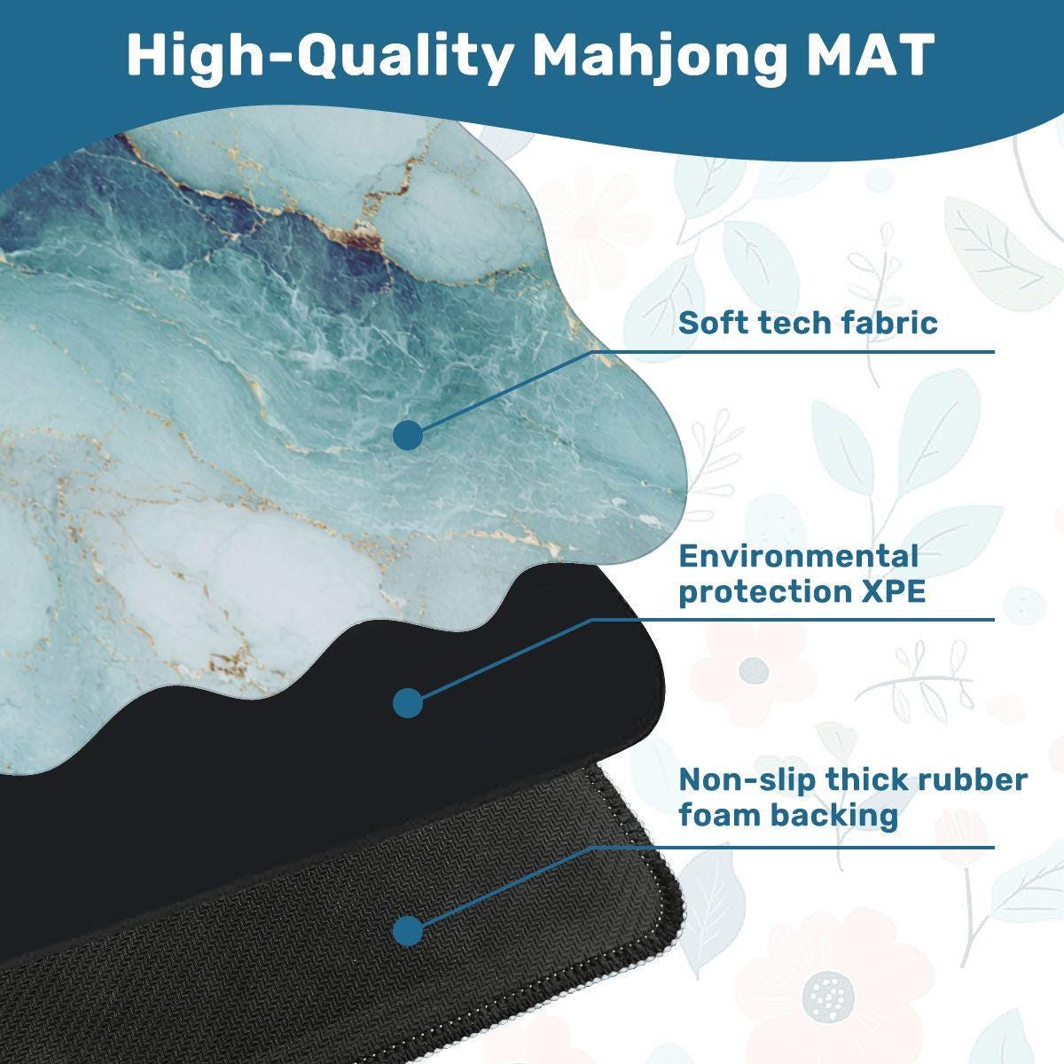 Blue Sky Scalloped Mahjong Mat Multi-size Table Cover Portable Travel Game Accessory