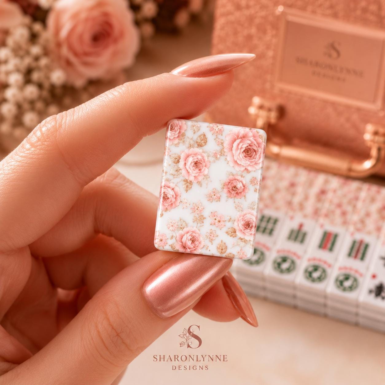 Rose Gold American Mahjong Set – 166 Piece Acrylic Tiles with Jokers