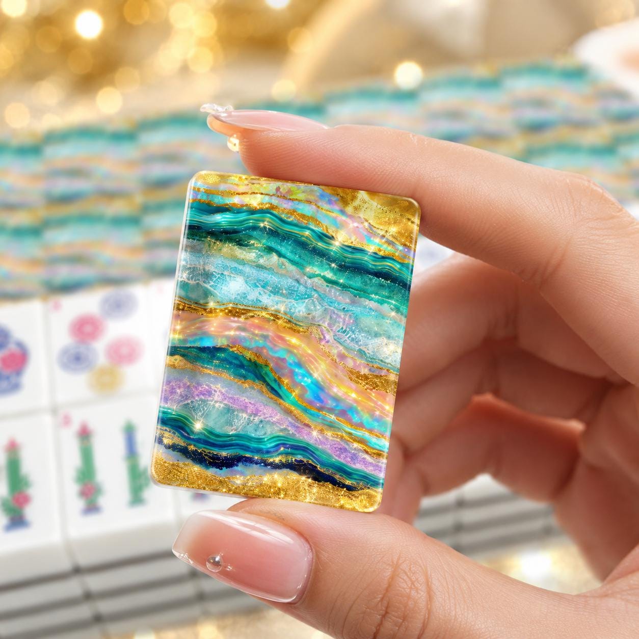 Turquoise Tide American Mahjong Tiles (Traditional Porcelain Style)