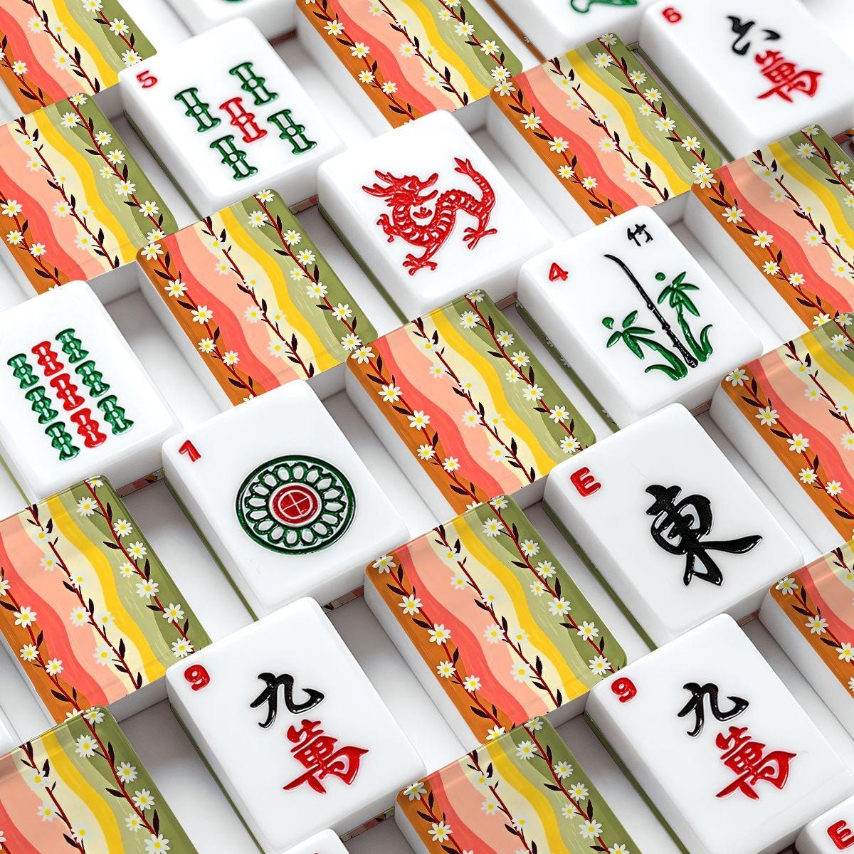 Climbing Daisies American Mahjong Tiles Set - Floral Game Pieces