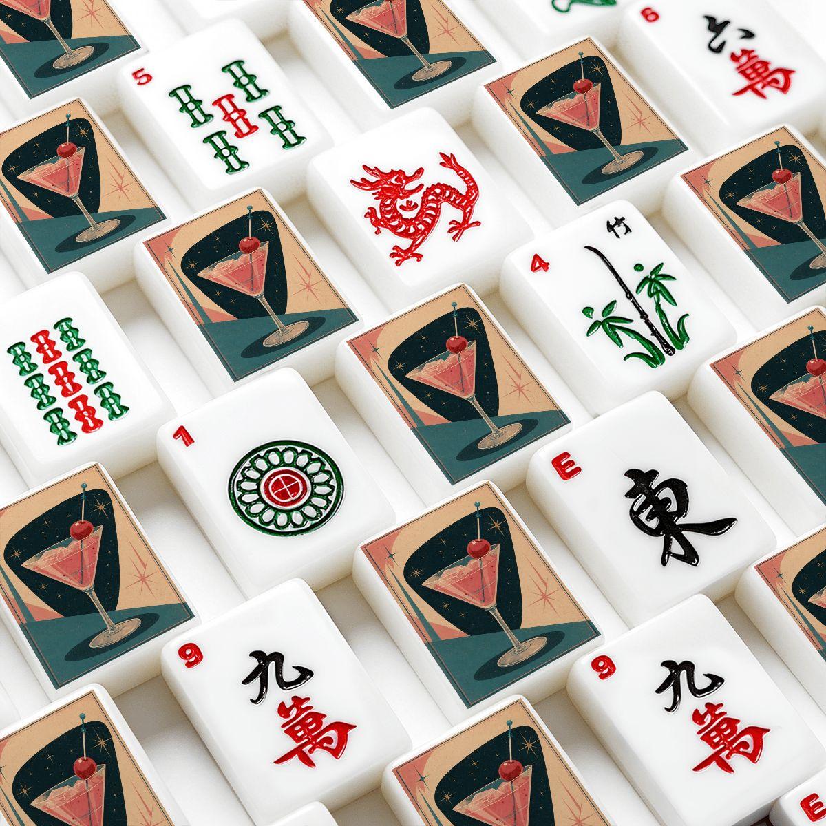 Retro Martini Mahjong Tiles Set – 166-Piece American Mahjong with Jokers
