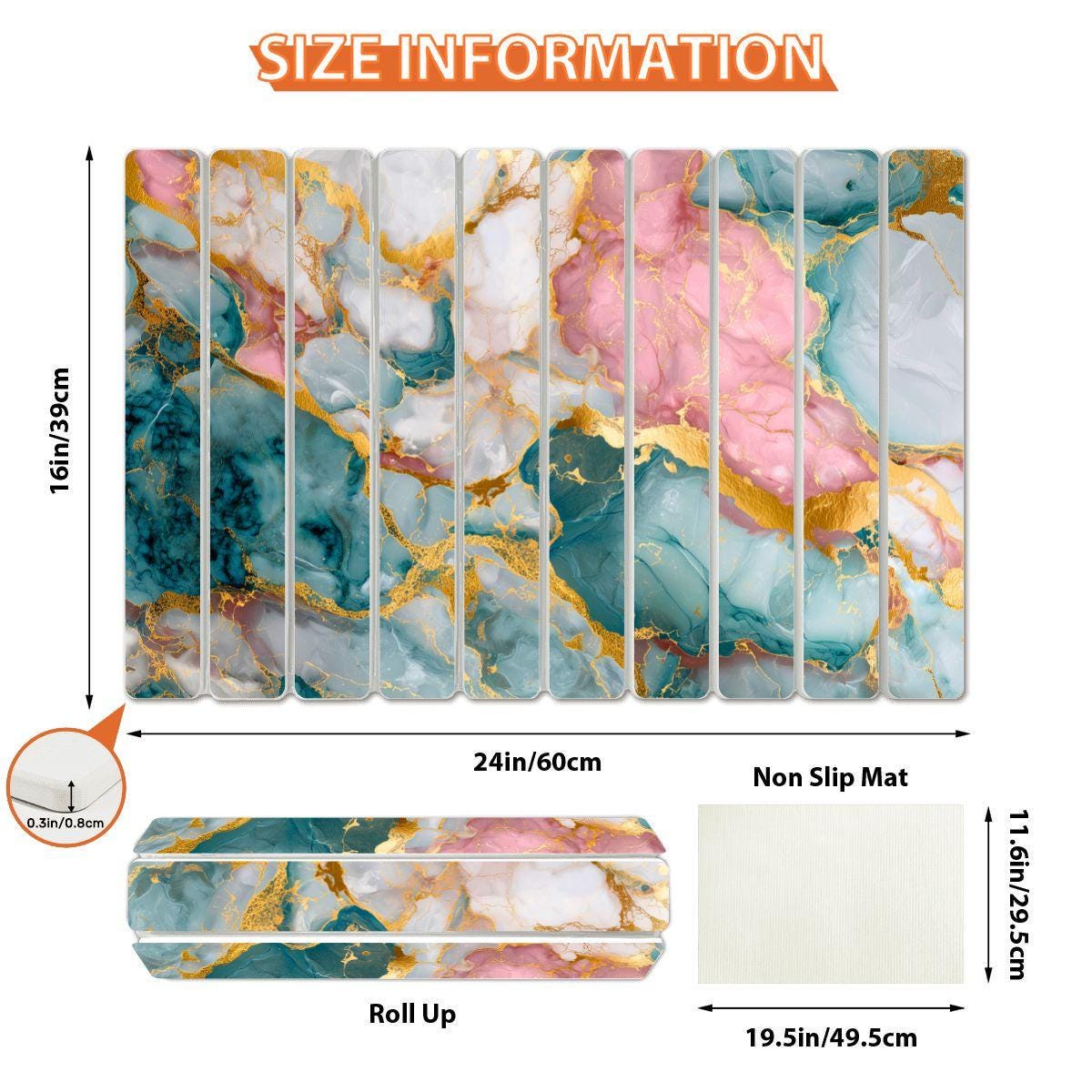 Marble Diatomaceous Earth Drying Mat for Kitchen & Bathroom, Rapid Water Absorption