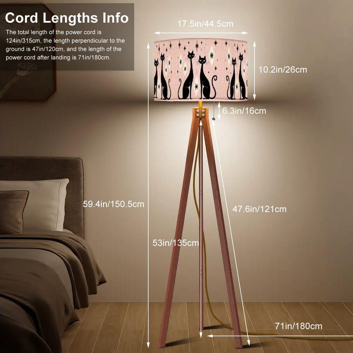 Pink Retro Cat Tripod Floor Lamp | Mid-Century Style, USA Made