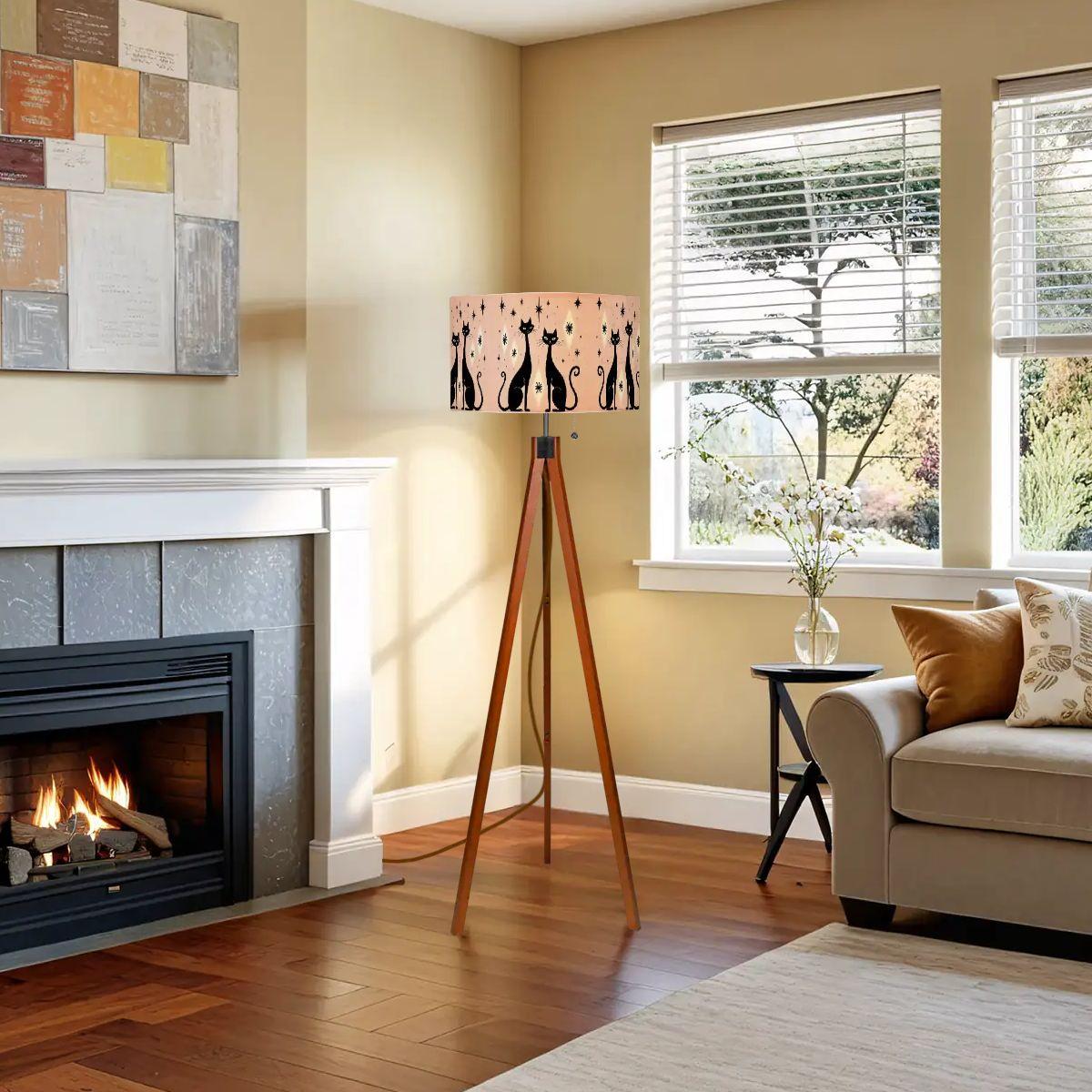 Pink Retro Cat Tripod Floor Lamp | Mid-Century Style, USA Made