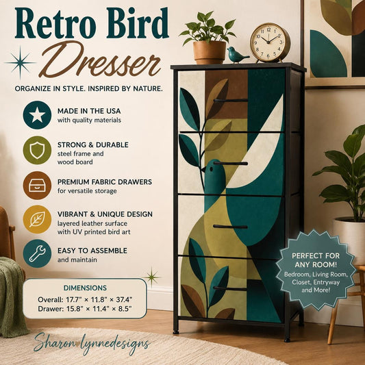 Retro Bird 4Drawer Dresser (Made in USA)