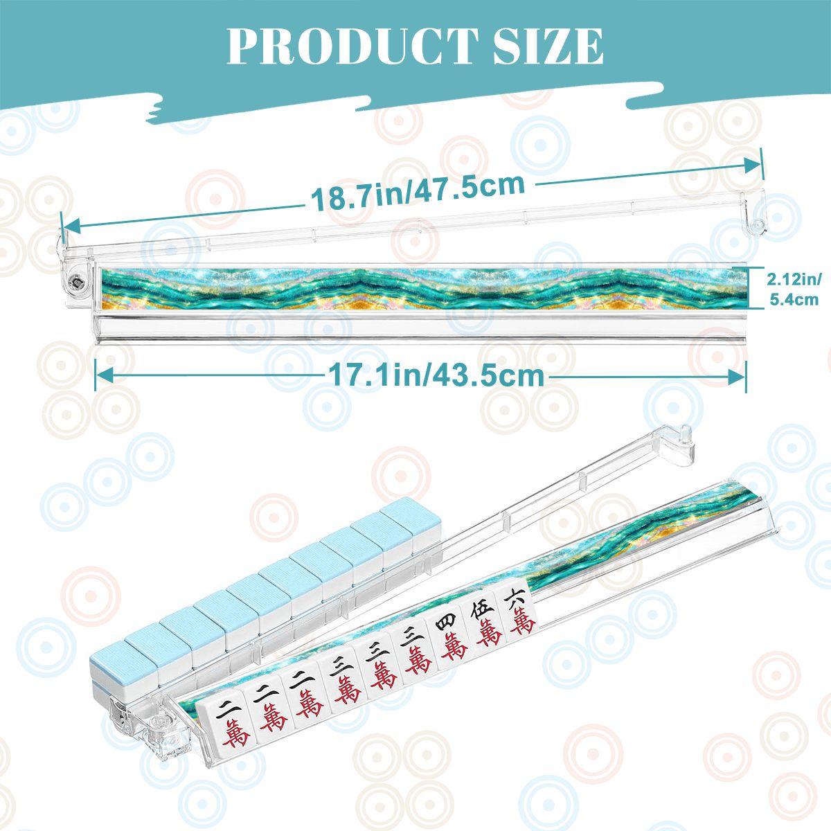 Turquoise Tide Mahjong Racks, Acrylic Tile Pushers, 4-Piece Set