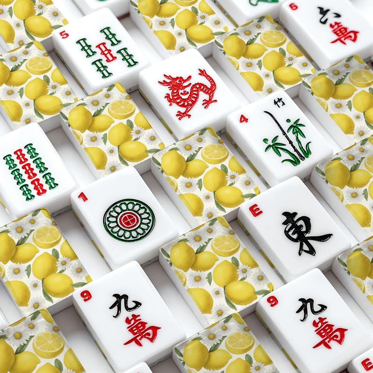 Lemon American Mahjong Tiles Set | 166 Acrylic Pieces with Jokers