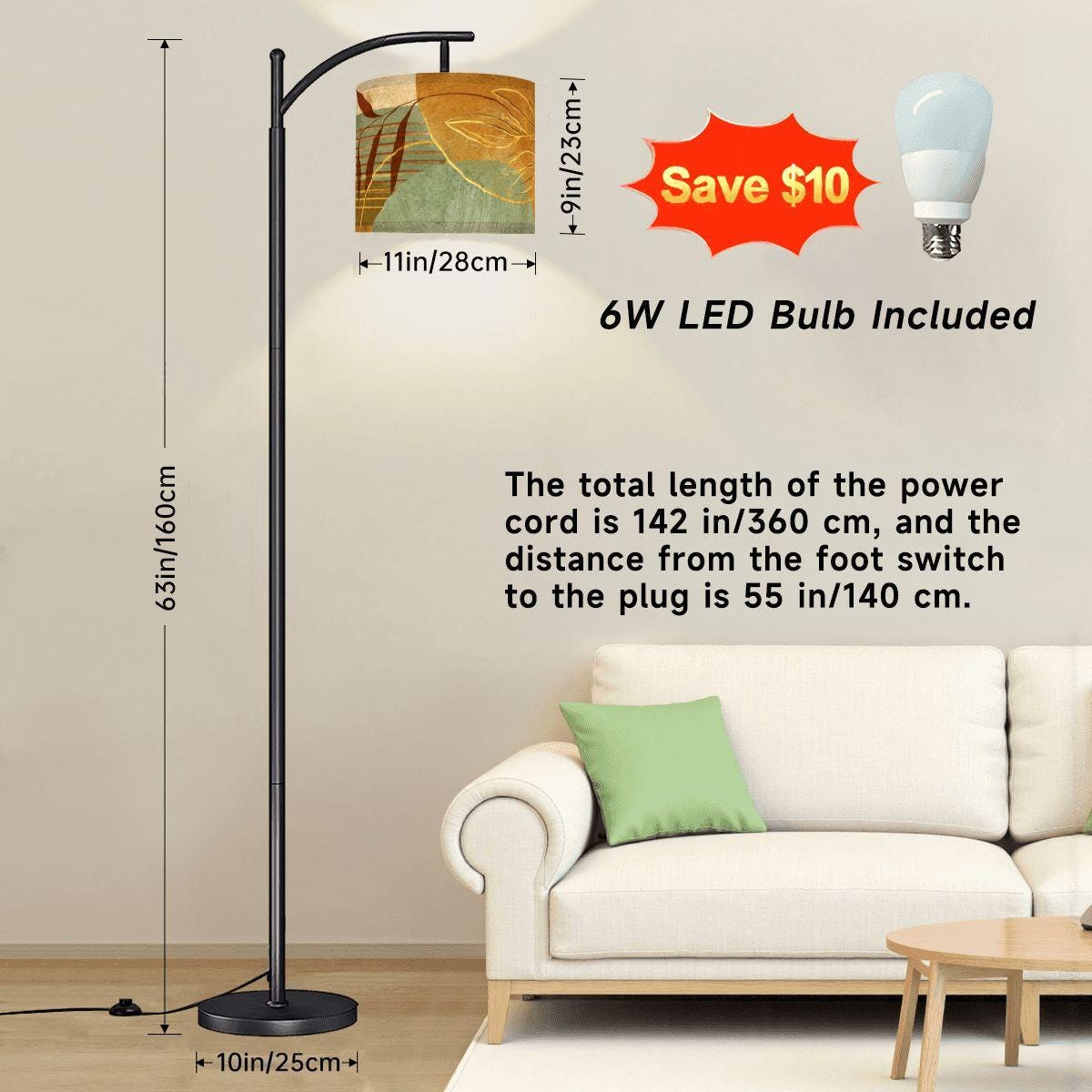 Mid-Century Arc Floor Lamp (Made in USA)