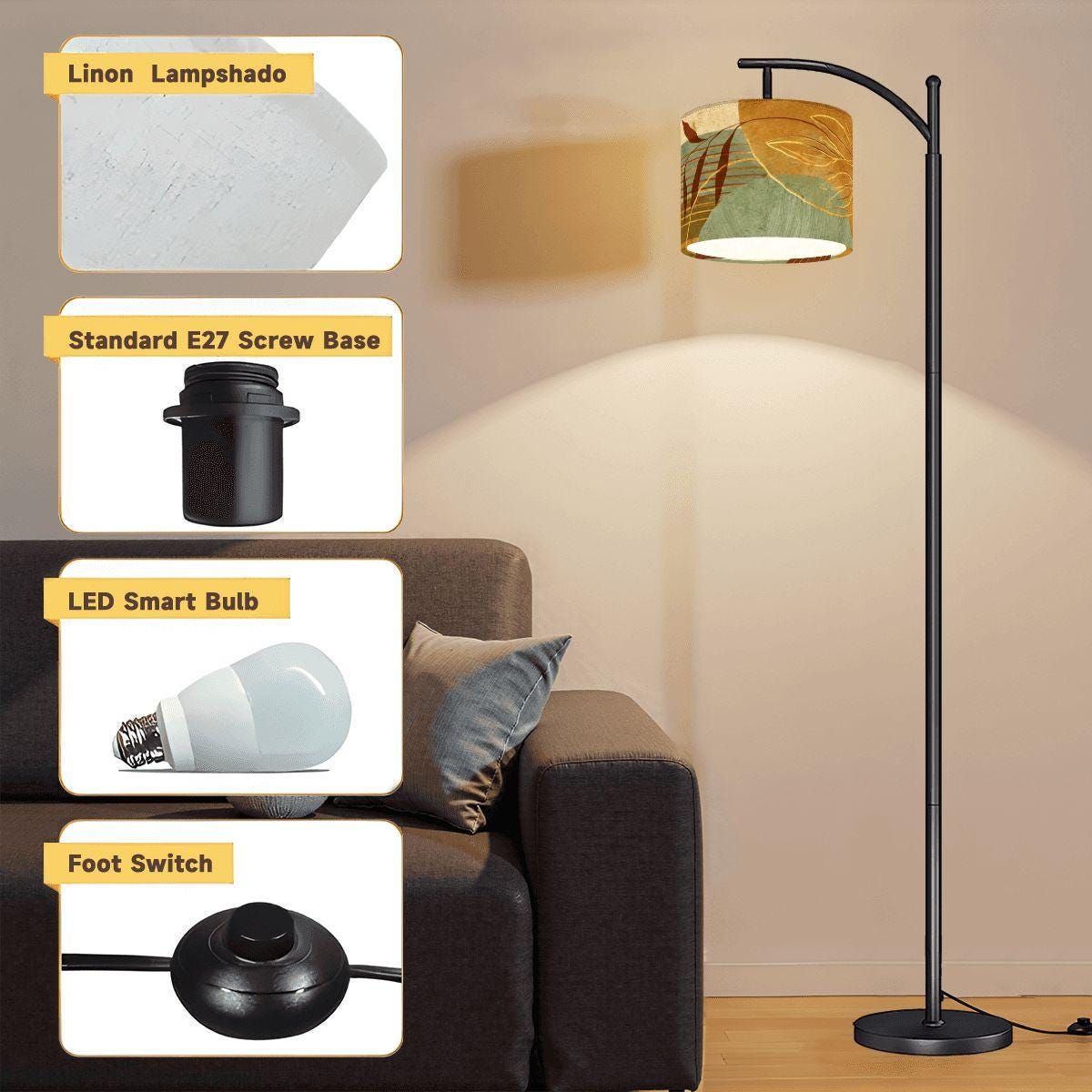 Mid-Century Arc Floor Lamp (Made in USA)