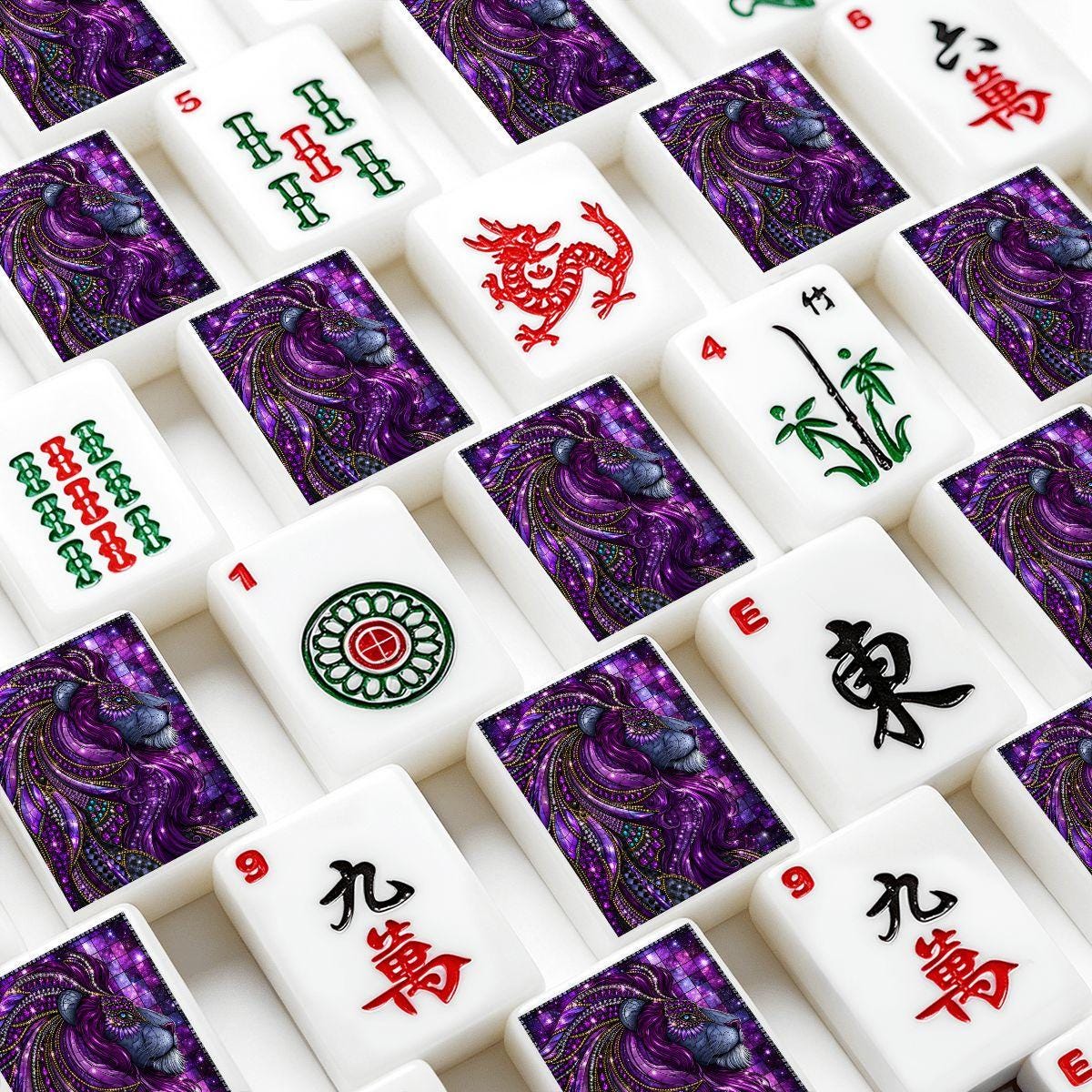 Majestic Lion Mahjong Tiles Set Single Layer | 166-Piece Acrylic American Game