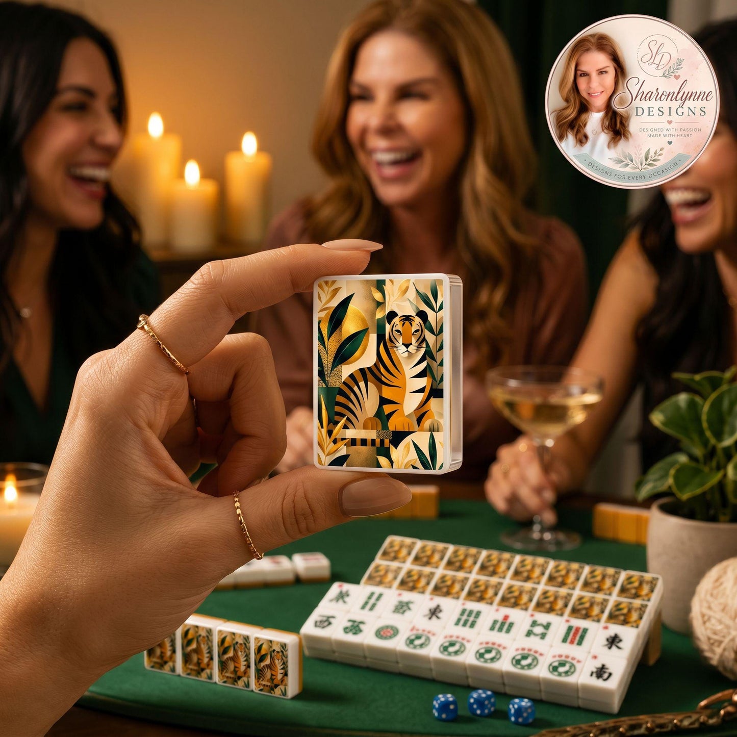 Tiger Mahjong Tiles Set | Acrylic 166-Piece American Game with Jokers, UV Printed
