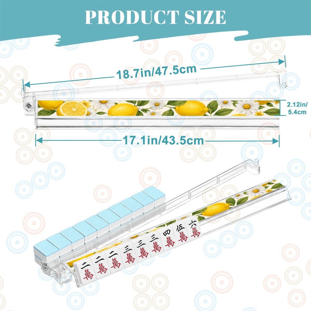 Lemon Mahjong Tile Pusher Racks 4pcs | Acrylic Organizer with Daisy Pattern