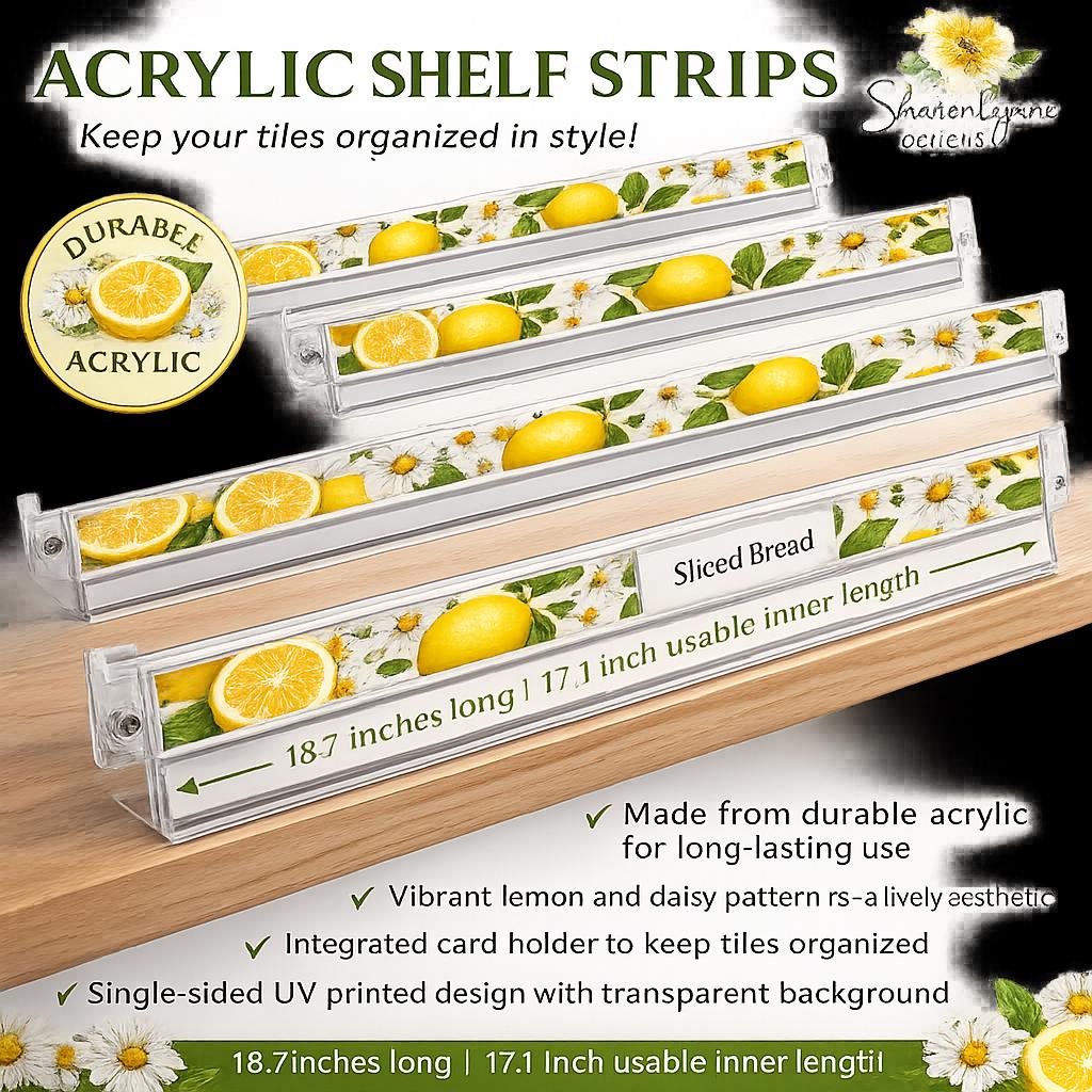 Lemon Mahjong Tile Pusher Racks 4pcs | Acrylic Organizer with Daisy Pattern