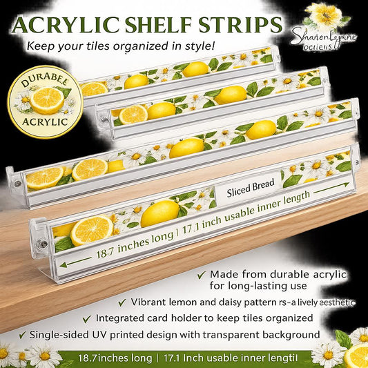 Lemon Mahjong Tile Pusher Racks 4pcs | Acrylic Organizer with Daisy Pattern