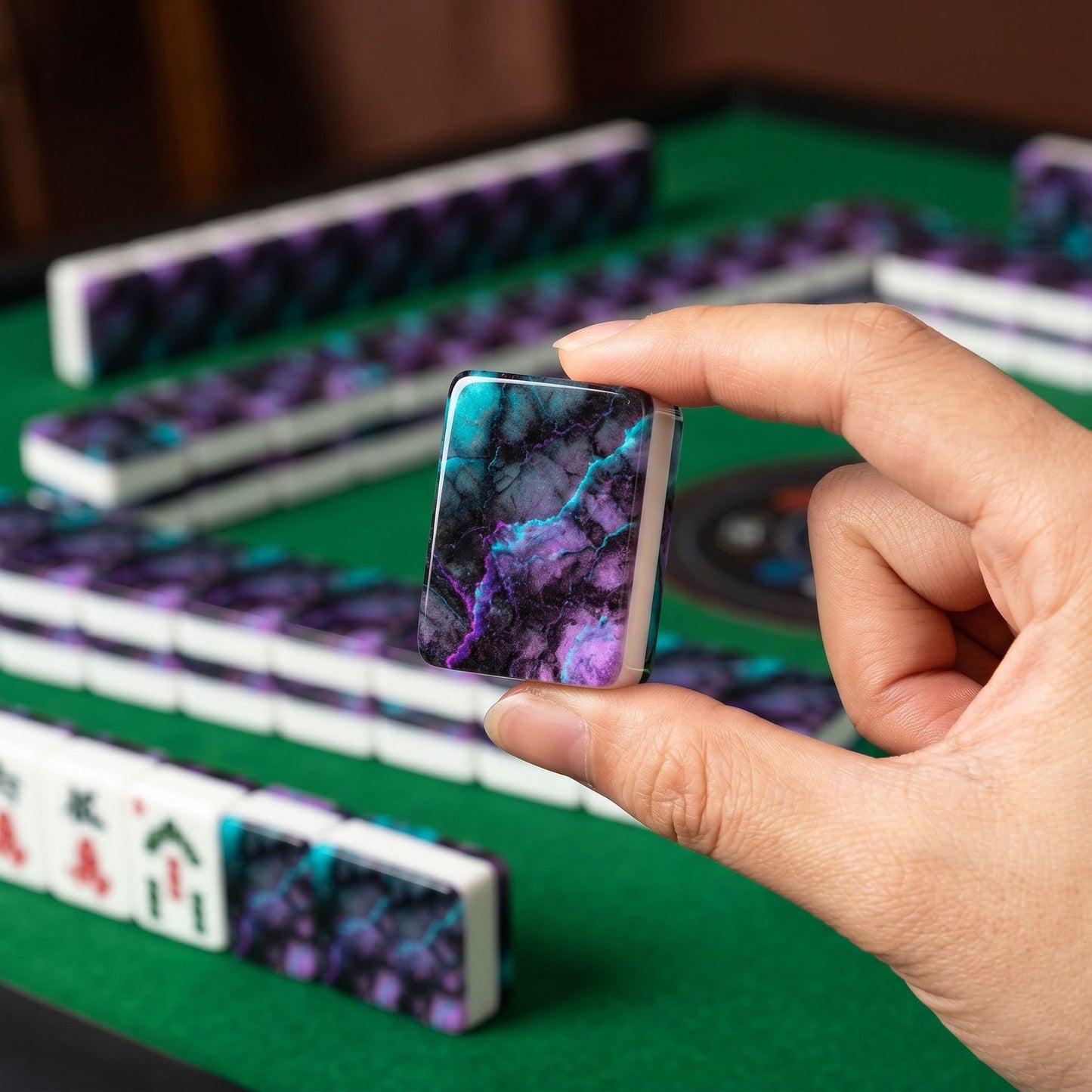 Neon Marble American Mahjong Tiles Set | Vibrant Glowing Acrylic 166-Piece Game Collection