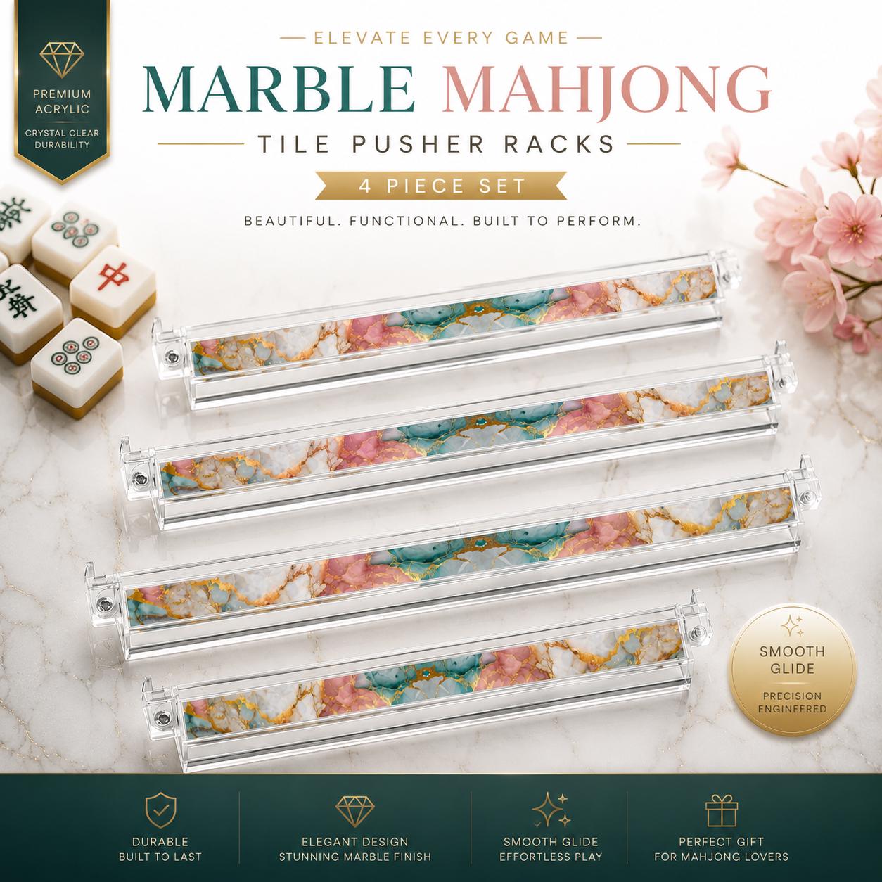 Marble Mahjong Tile Pusher Racks 4pcs