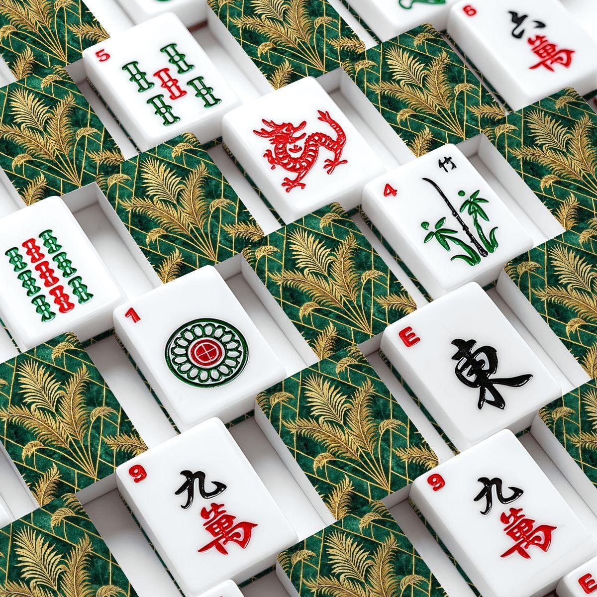 Golden Palm American Mahjong Tiles – 166 Piece Acrylic Set