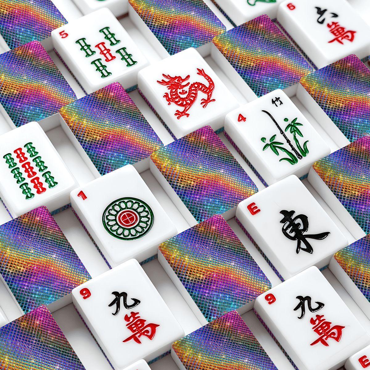 Rainbow Holographic American Mahjong Set with Jokers