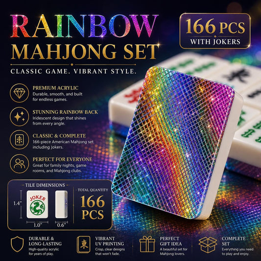 Rainbow Holographic American Mahjong Set with Jokers