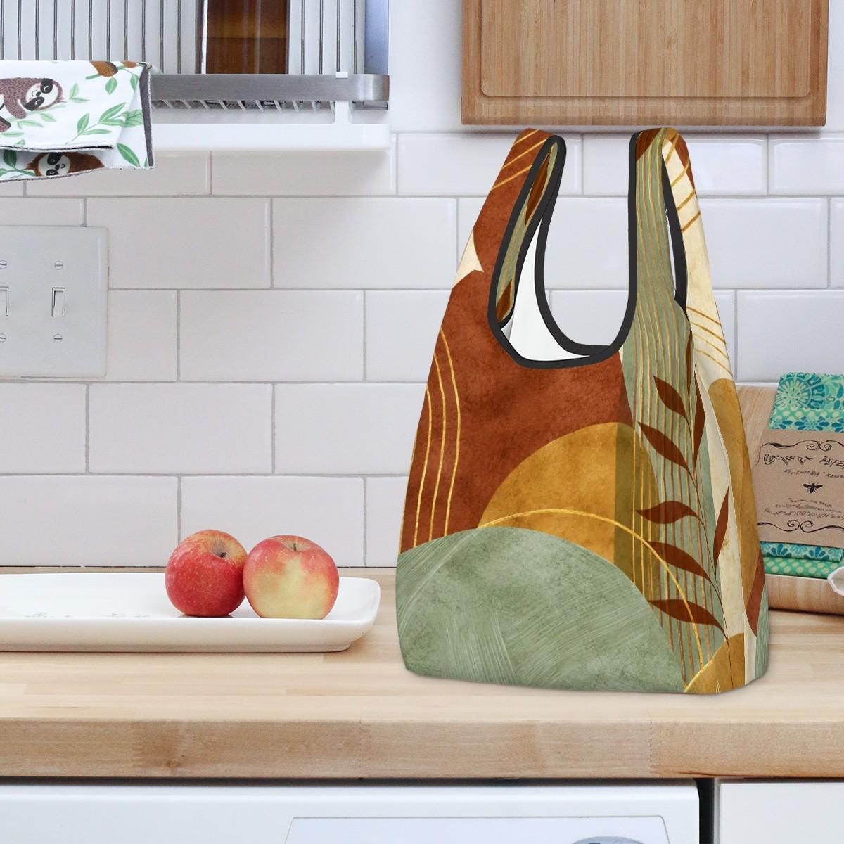 Artful Folding Reusable Shopping Bags, Eco-Friendly Market Bag