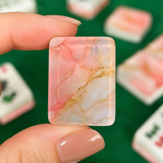 Pink Marble Acrylic American Mahjong Tiles UV Printed, Quality for Game Night