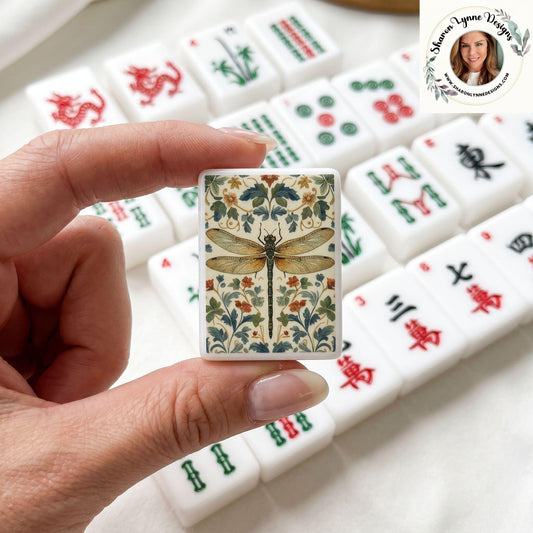 Dragonfly Mahjong Tiles Set - Chinese Game Pieces Collection Board Gaming Gift