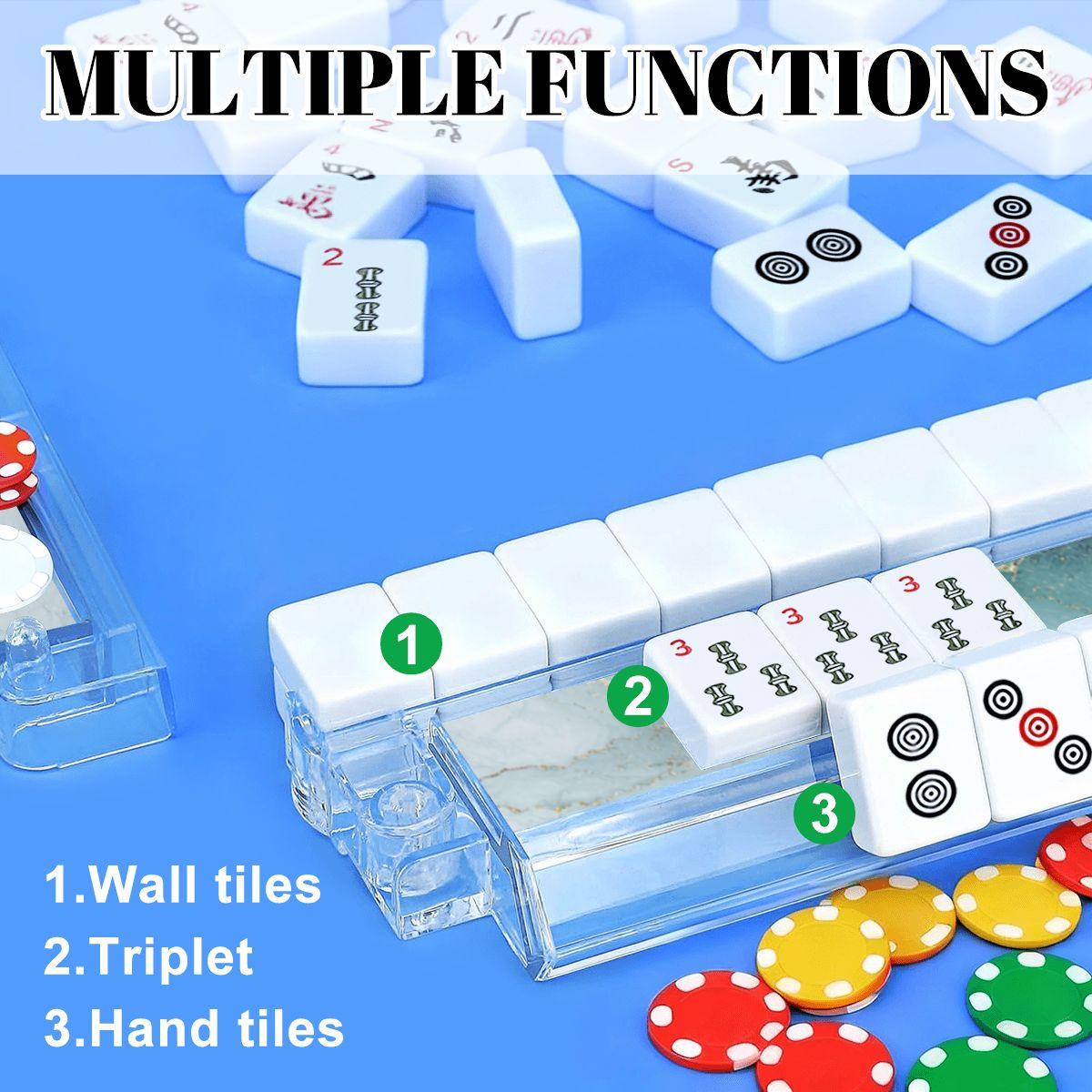 Blue Sky Mahjong Tile Pusher Racks Set of 4 | Personalized Acrylic Game Night Accessory