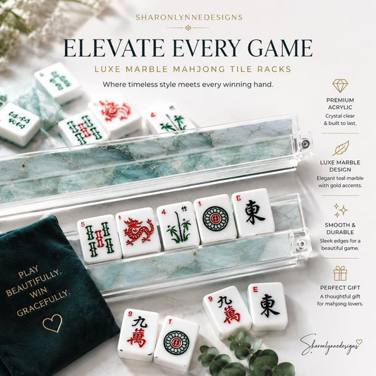 Blue Sky Mahjong Tile Pusher Racks Set of 4 | Personalized Acrylic Game Night Accessory