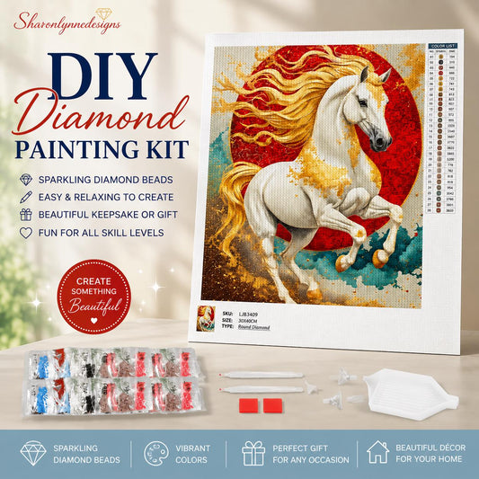 Horse Diamond Painting Kit: Majestic Equestrian Art Craft Project (No Frame)
