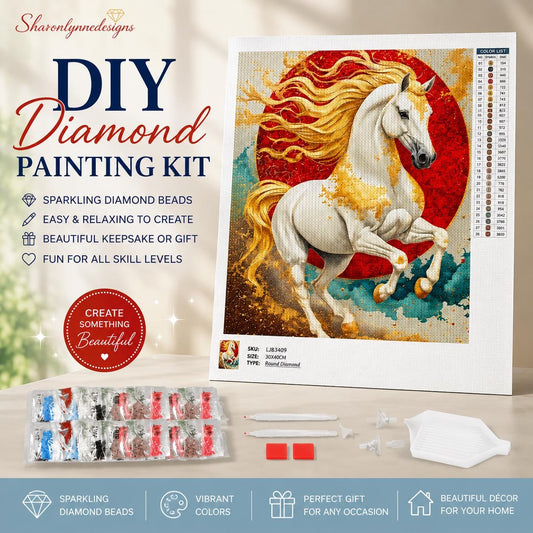 Horse Diamond Painting Kit: Majestic Equestrian Art Craft Project (No Frame)