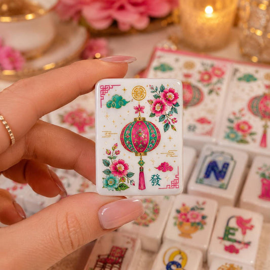 Imperial Bloom American Mahjong Set, Floral Acrylic Tiles with 160 Pieces