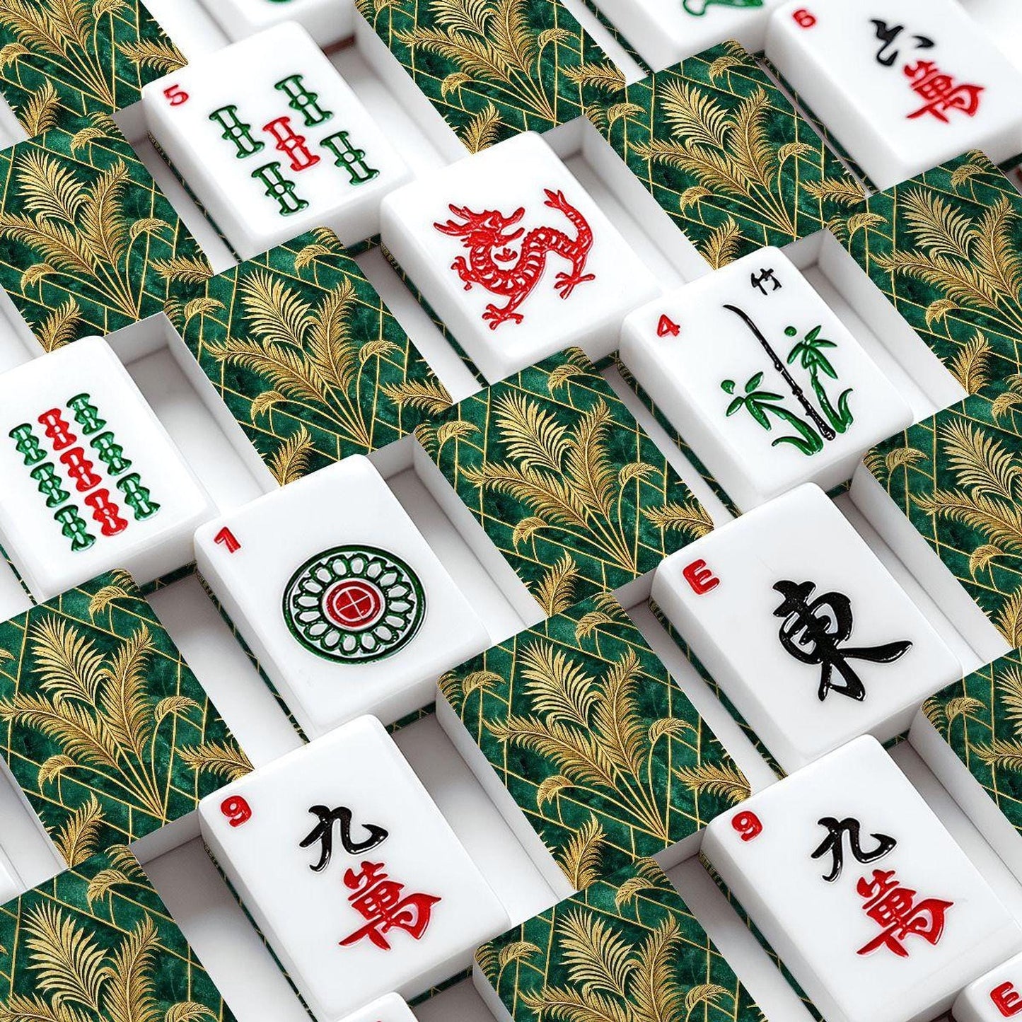 American Mahjong Golden Palm Acrylic Tile Set – 166 Pieces with Jokers