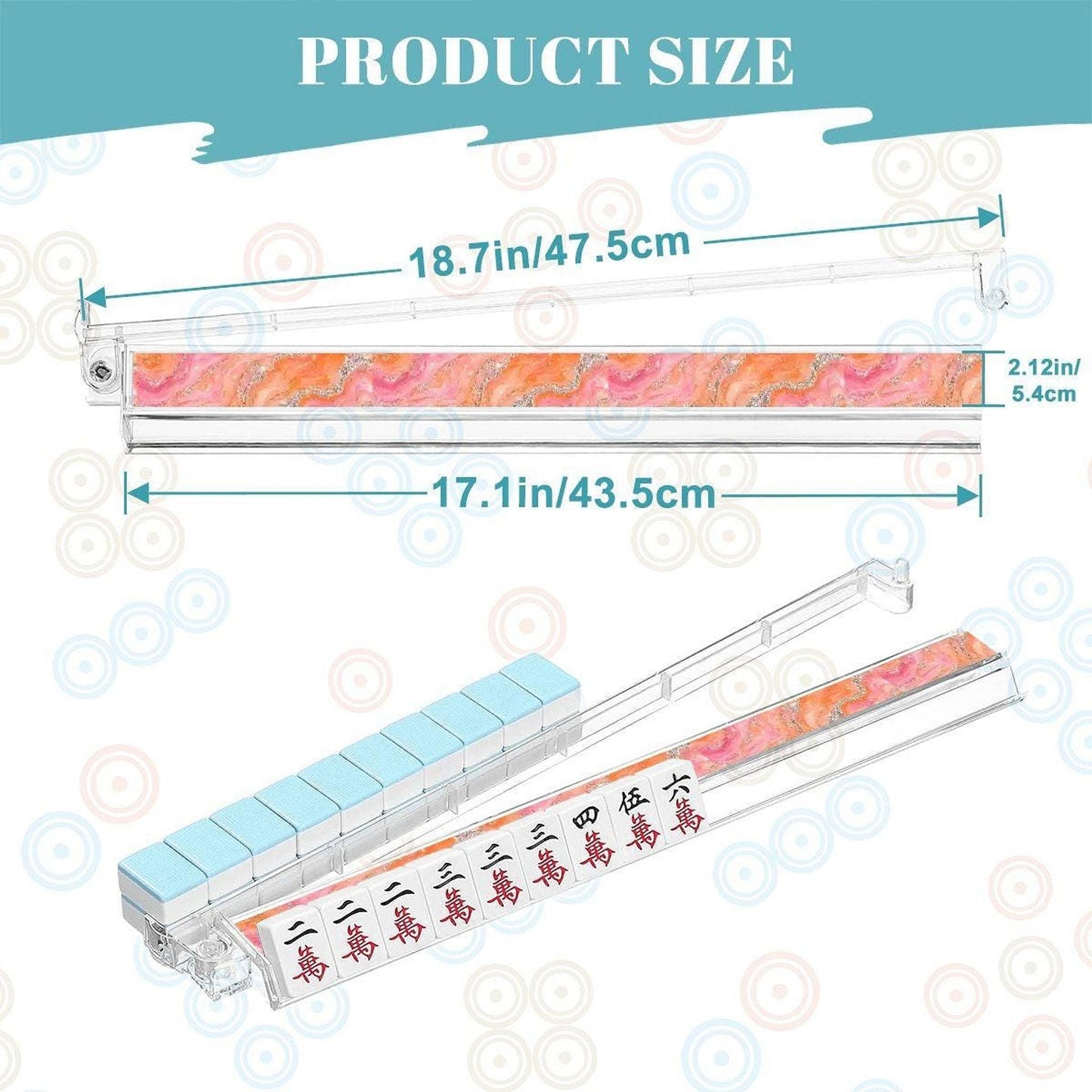Mahjong Tile Rack Set, Pink & Orange Acrylic Pusher with Card Holder