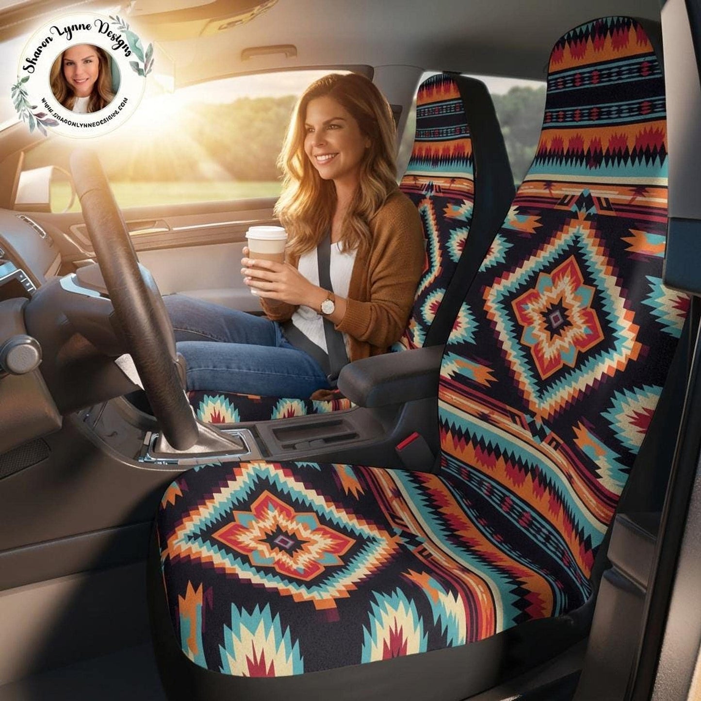 Aztec Car Seat Covers for Universal Fit, Durable Polyester Protection