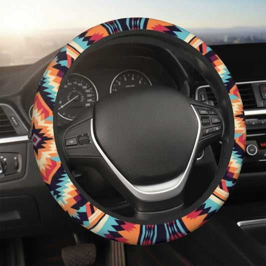 Aztec Steering Cover, Durable Neoprene Wheel Protector with Tribal Design