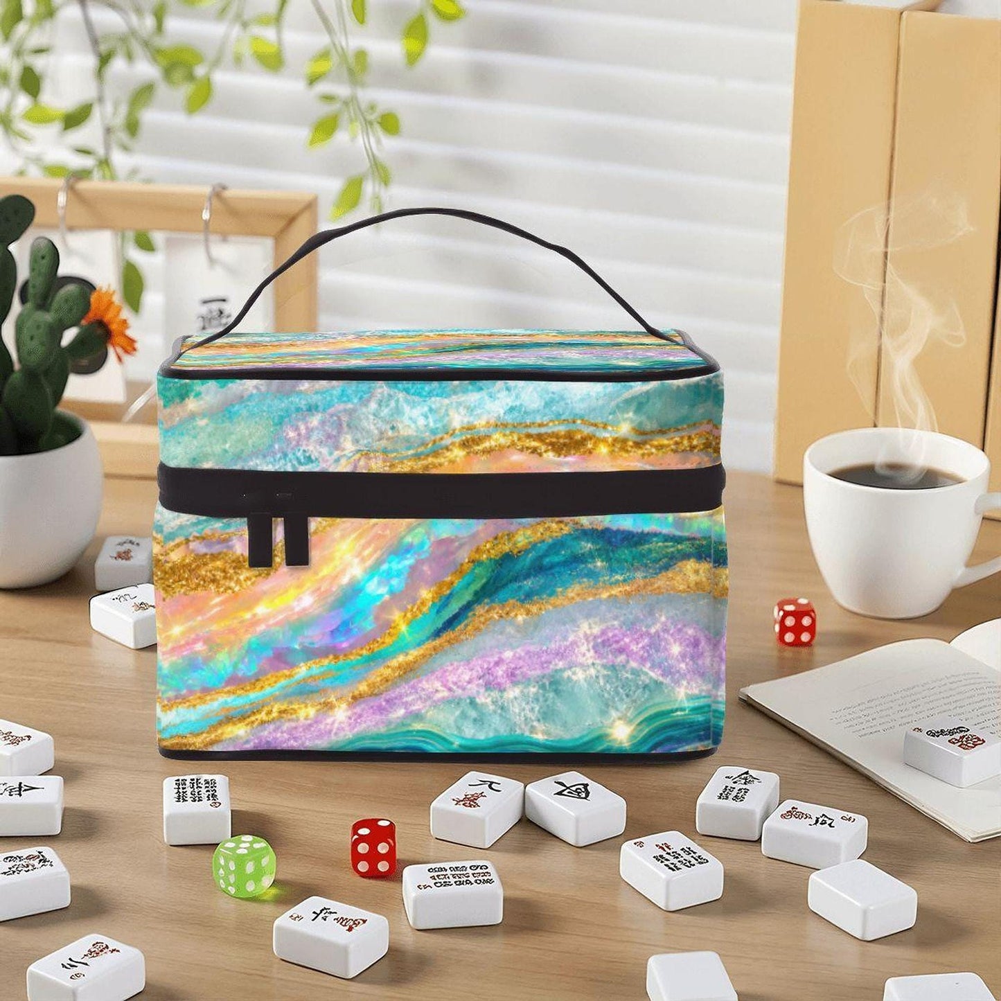 Colorful Portable Mahjong Bag, Travel Case with Durable Handle