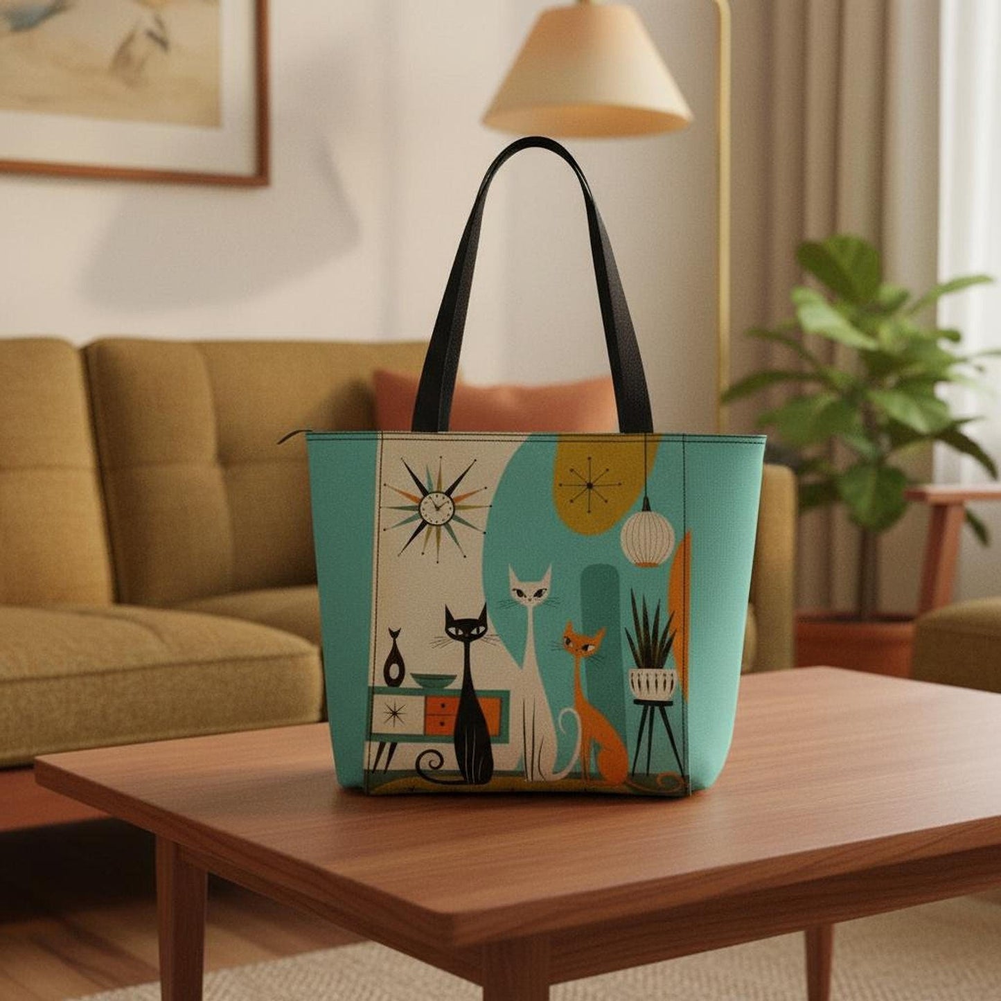 Yoga Mat Carrier, Retro Cats Multi-use Bag with All Over Print