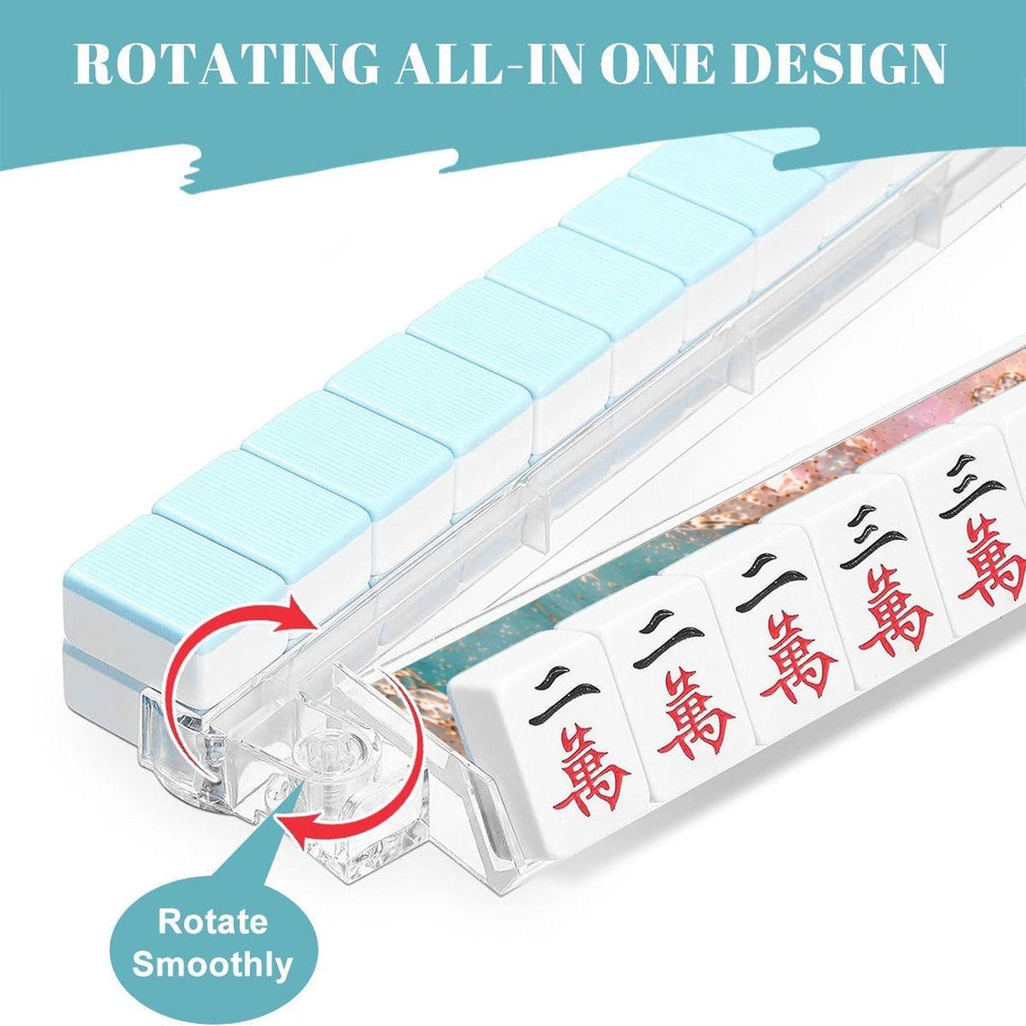 Mahjong Pusher Rack Set, Opal Heart Design with 4 Durable