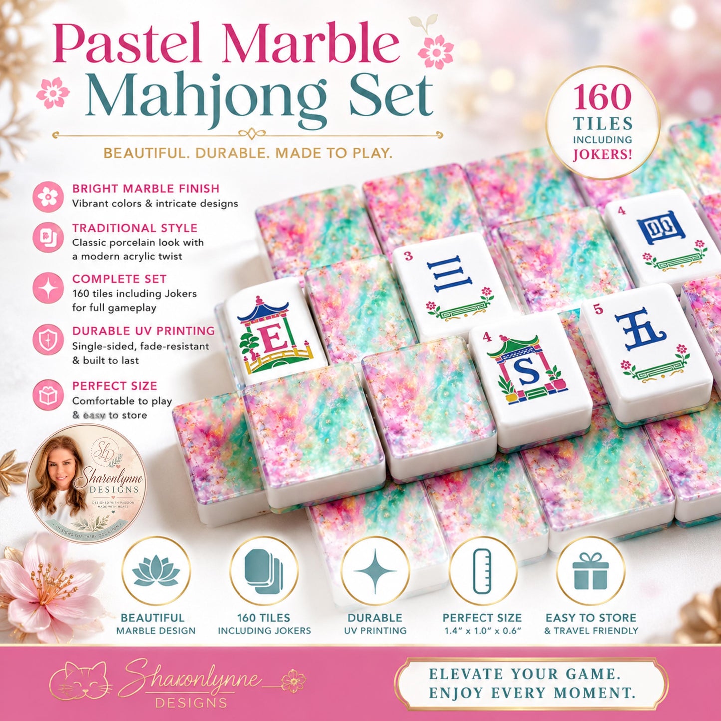 Pastel American Mahjong Tiles (Traditional Porcelain Style)