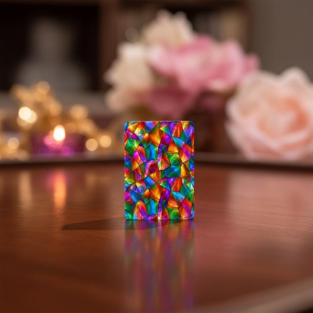 Colorful Acrylic Mahjong Tile Set with Prism Radiance Design
