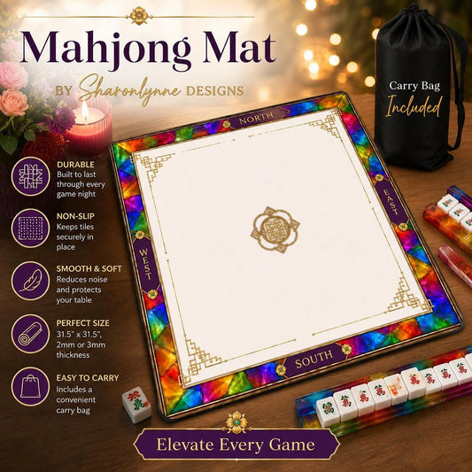 Mahjong Game Mat – Vibrant Non-Slip Playing Surface with Carry Bag