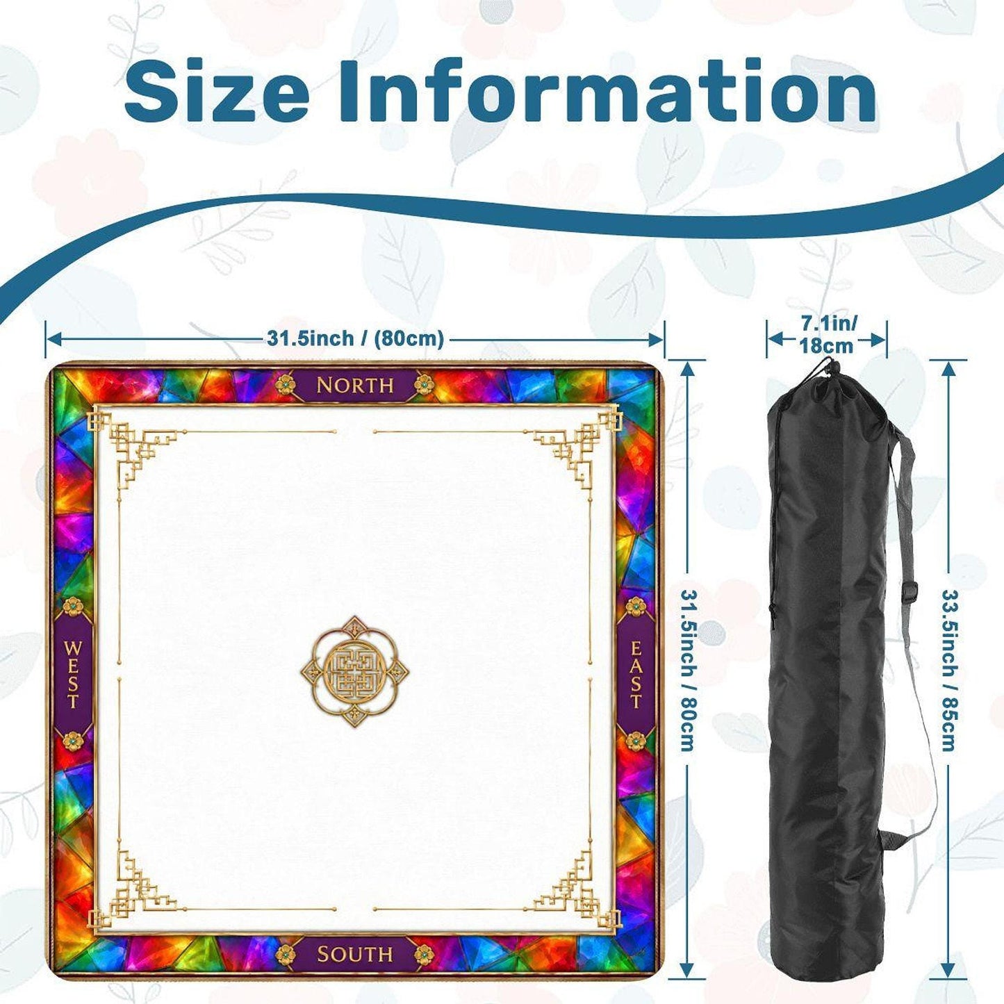 Mahjong Game Mat – Vibrant Non-Slip Playing Surface with Carry Bag