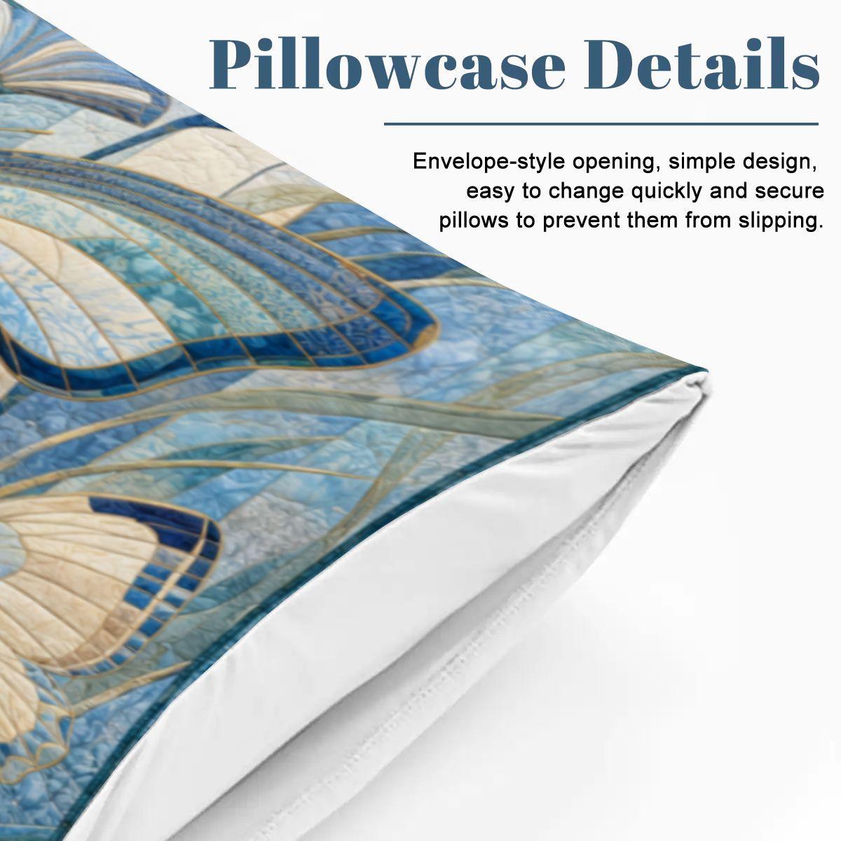 Butterfly King Duvet Cover Set, Nature-Inspired Bedding with Large Blue & Beige Butterflies
