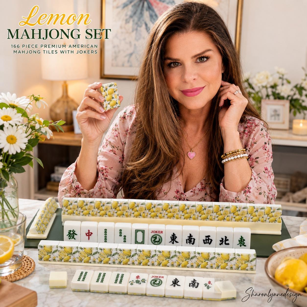 Lemon American Mahjong Tiles Set | 166 Acrylic Pieces with Jokers