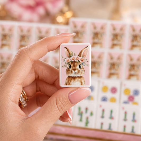 Rabbit Mahjong Tiles Set, Acrylic 160pcs Traditional Porcelain Style Single Layer