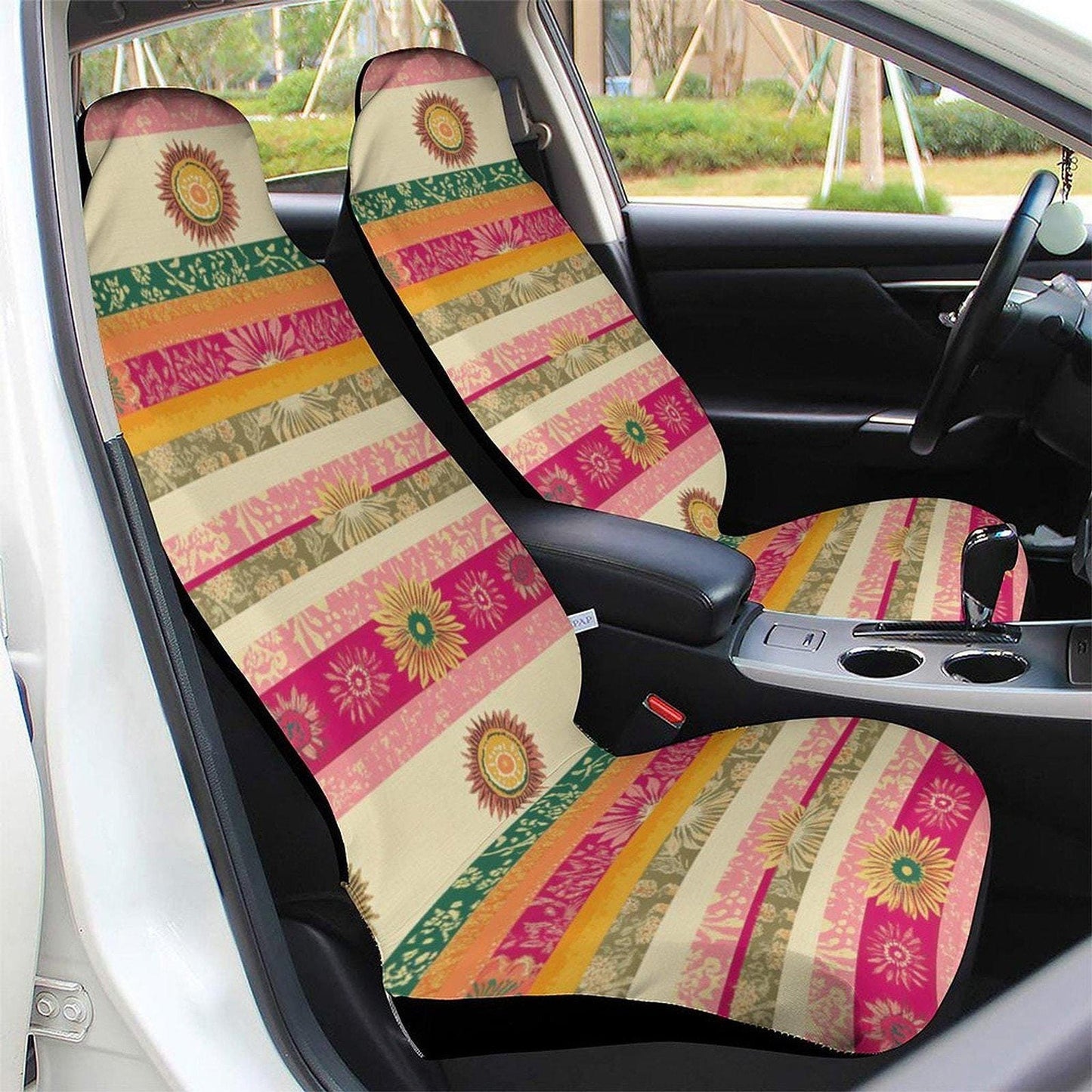 Boho Car Seat Cover – Colorful Sun Design for Universal Fit