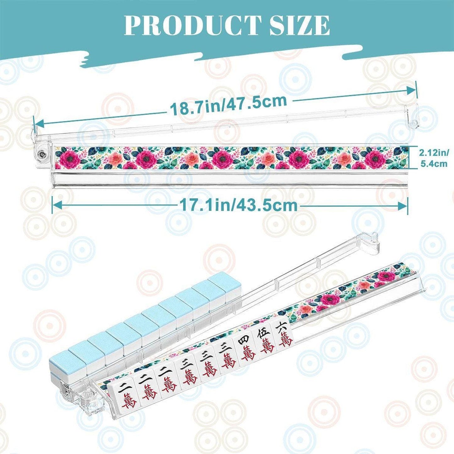 Mahjong Rack Set, Happy Bloom Floral Acrylic with Card Holders